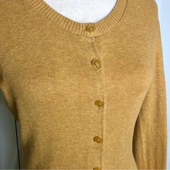 Gap Mustard Yellow Crew Neck Button up Cotton Blend Cardigan | XS - Picture 6 of 11